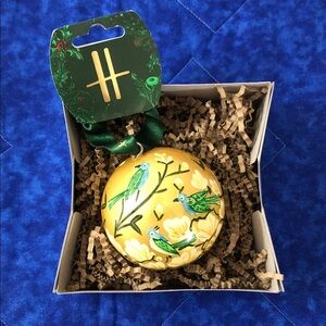 HARRODS Gold Painted Holiday Ornament with “Birds of Paradise” 10 inch Diameter